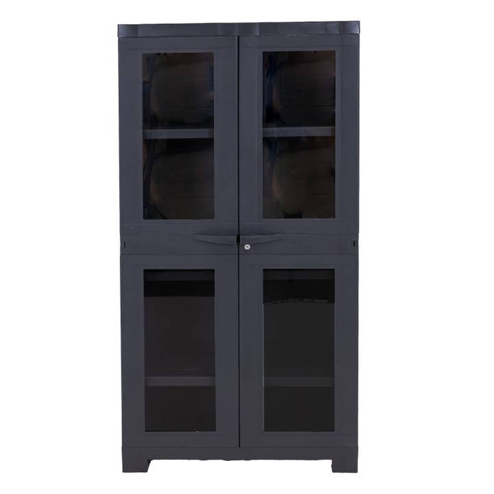 Sunnydaze Decor - Wholesale Cabinet - Window-Front Storage Cabinet w Adjustable Shelves Charcoal6
