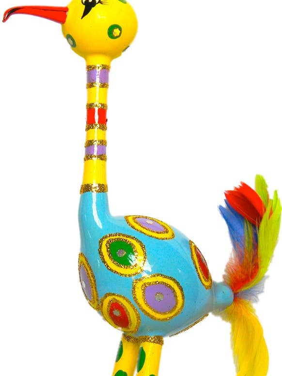 Dotted Bird Free Form Glass Christmas Ornament for wholesale by Mia's Polish Treasures