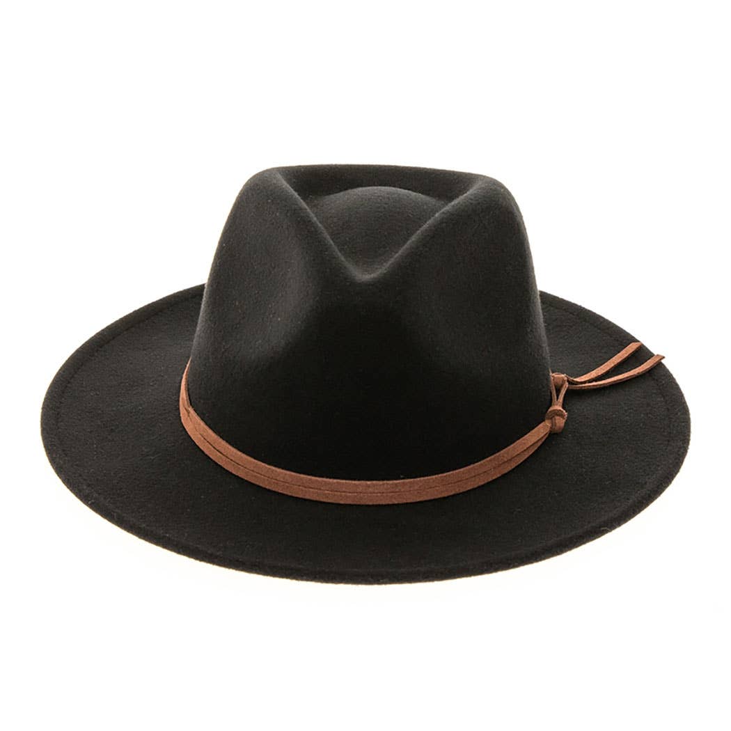 AdornWise – Fedora - Mulher por atacado – Chapéu Fedora de Feltro Vegan com Faixa de Camurça com Nó4