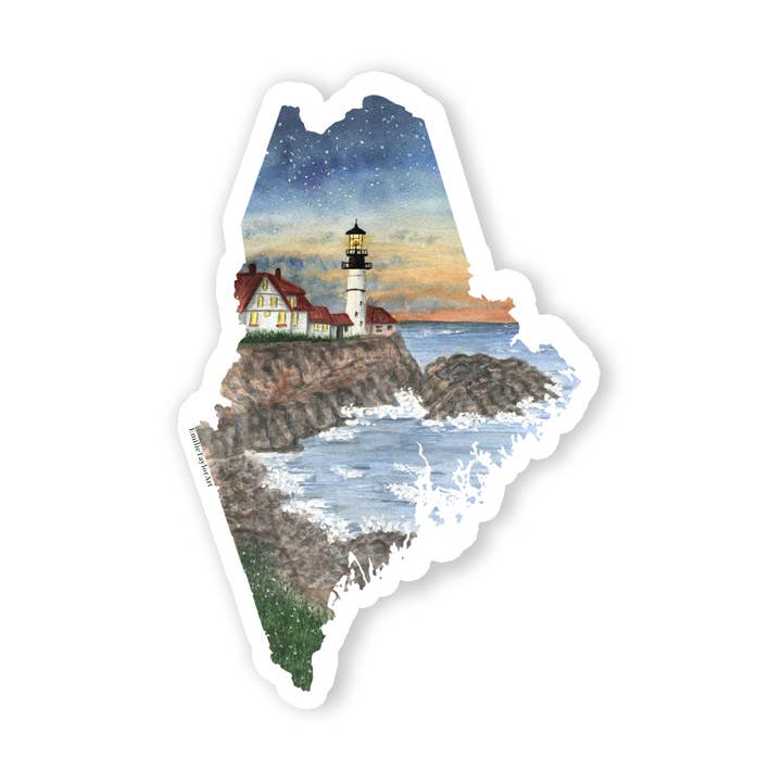 Maine Stat Sticker | Portland Fyrtårn Souvenir for engroshandel hos Emilie Taylor