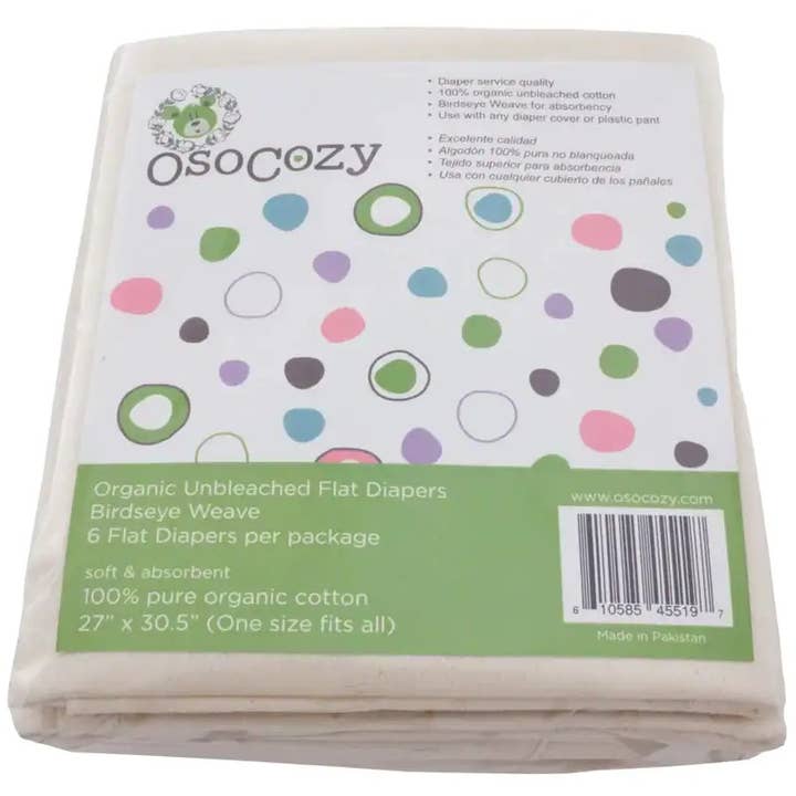 OsoCozy - Wholesale Diaper (Cloth) - Baby - OsoCozy Flat Diapers Birdseye Weave, 4 Varieties - 6 Packs