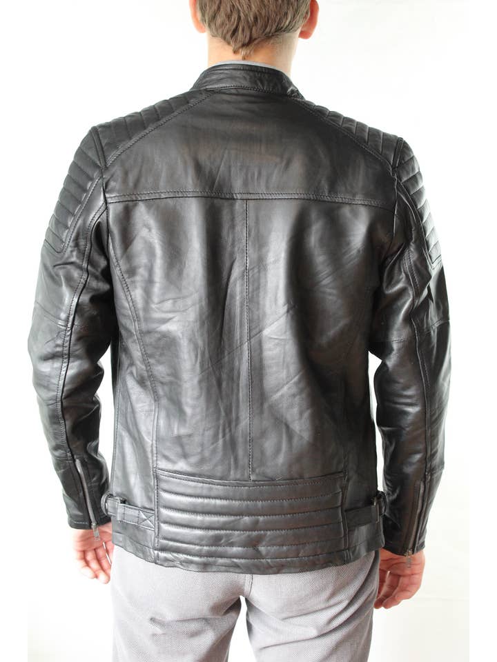 Urban 5884 Amsterdam | Leather jackets – wholesale Motorcykeljacka - Herr – Urban 5884 Ralph bikerjacka i lammskinn för herr i denimstil12