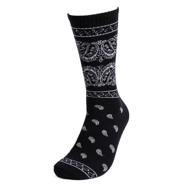 Selini New York - Wholesale Socks - Men's - Men's Ribbed Paisley Bandana Novelty Socks