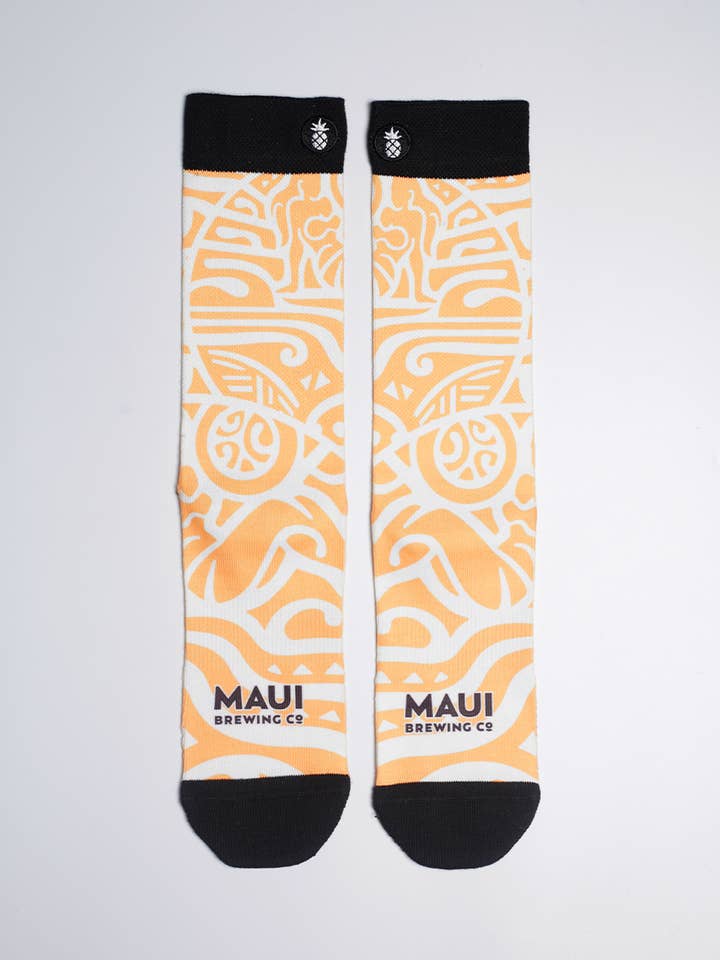 Maui Brewing Bikini Blonde Lager Printed Crew Socks - M/L for wholesale by Just Fun Socks