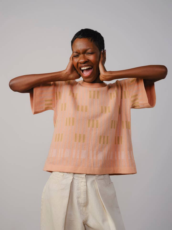 Bauhaus Short Sleeve Sweater Tee - Selenite for wholesale by The Endery