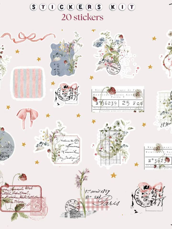 20 cute stickers for junk journal for wholesale by Chapteries