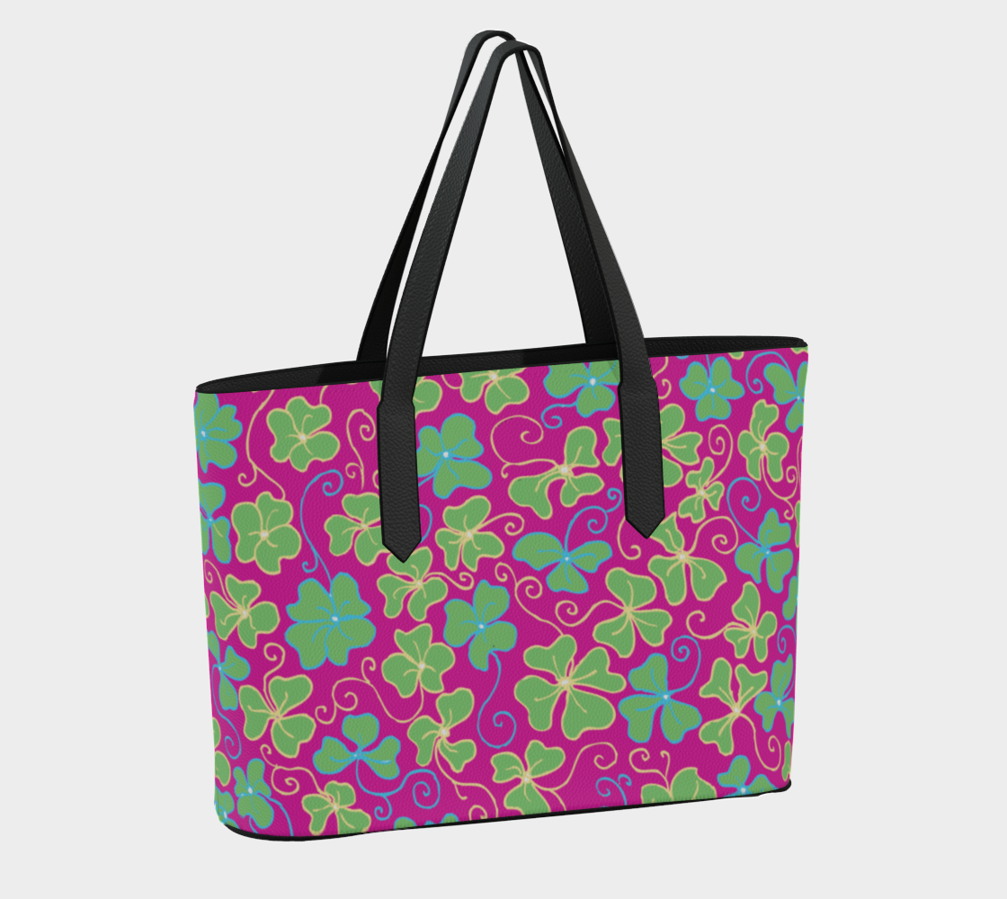 RiverWood Forest - Wholesale Tote Bag - Women's - Irish Jig Pink Clover Vegan Leather Tote Bag Purse1