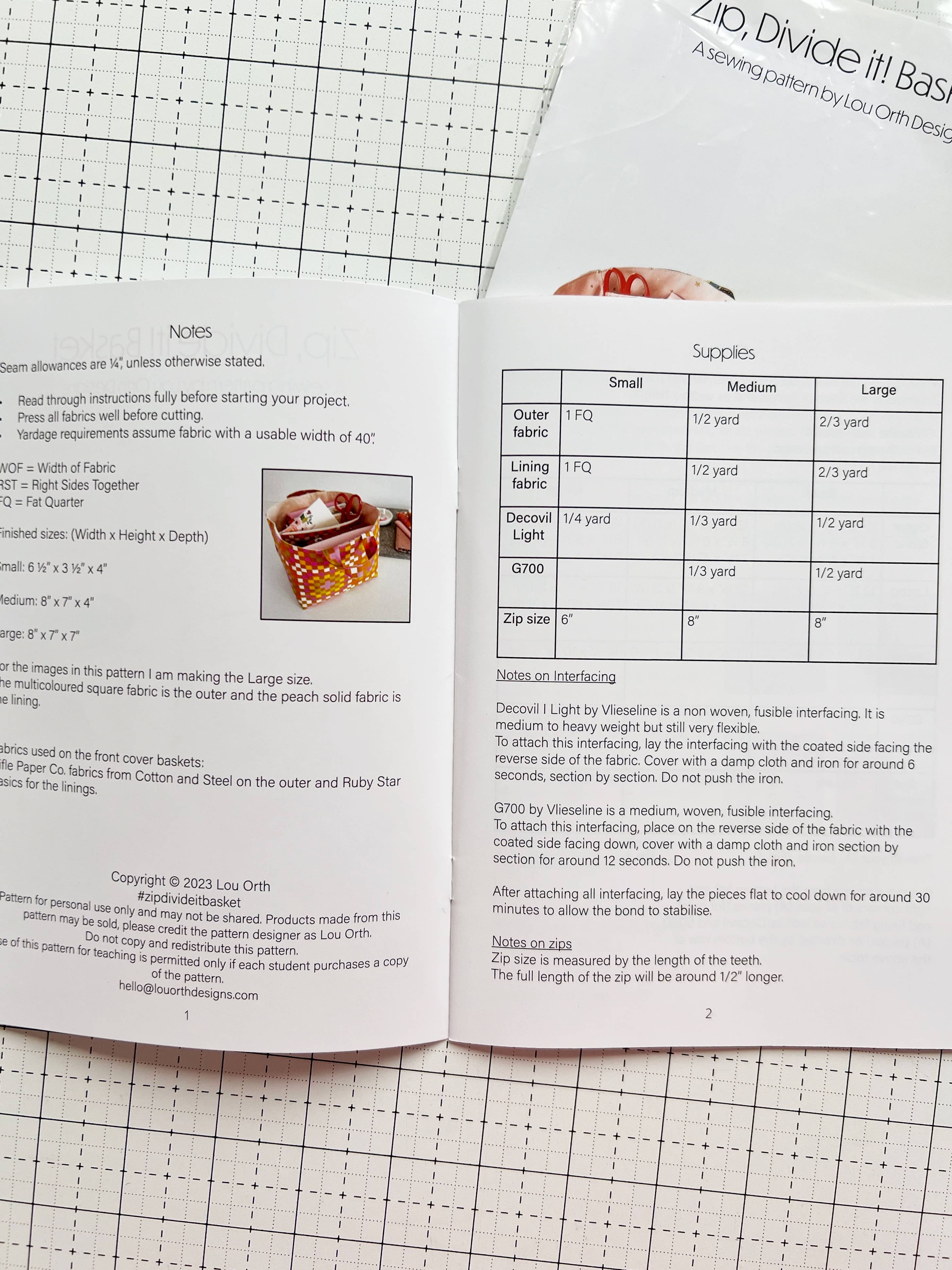 Lou Orth Designs - Wholesale Craft Sewing Kit - Zip, Divide it! Basket pattern2