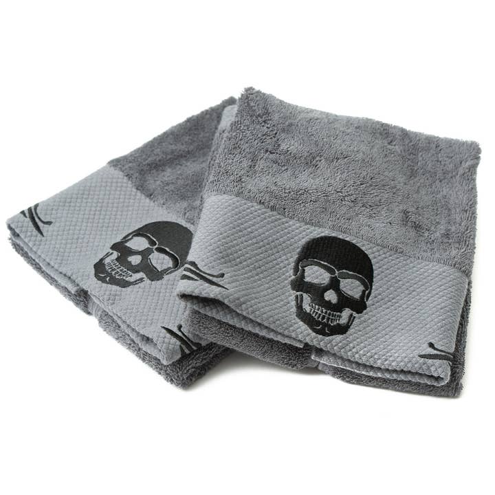 Zapps Clothing - Wholesale Hand Towel - Skullistic Gothic Skull Embroidery Hand Towel Set