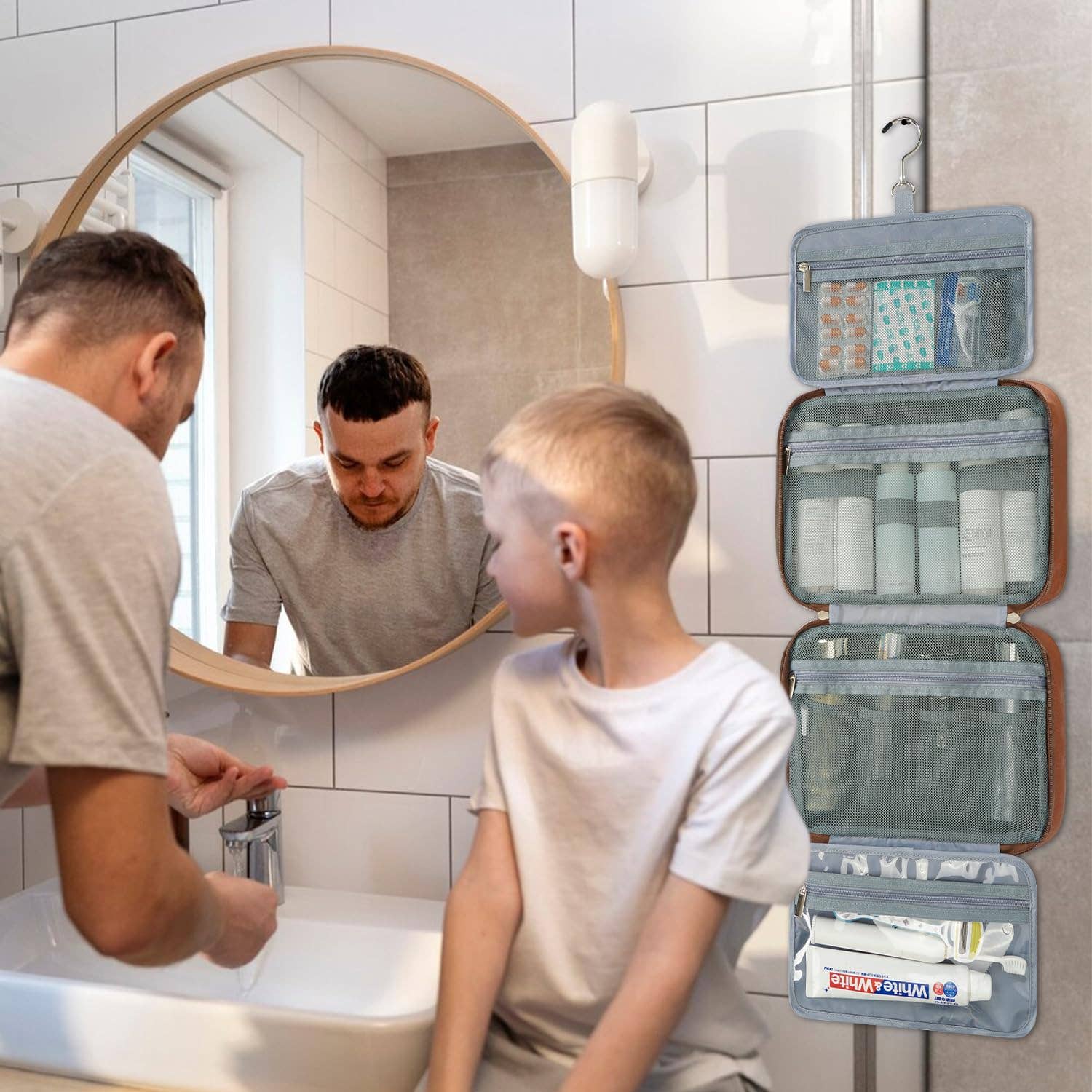 wandf – Großhandel Kosmetiktasche – Unisex – Kosmetiktasche Dopp Kit Rasierbeutel mit 4 Fächern, Unisex3