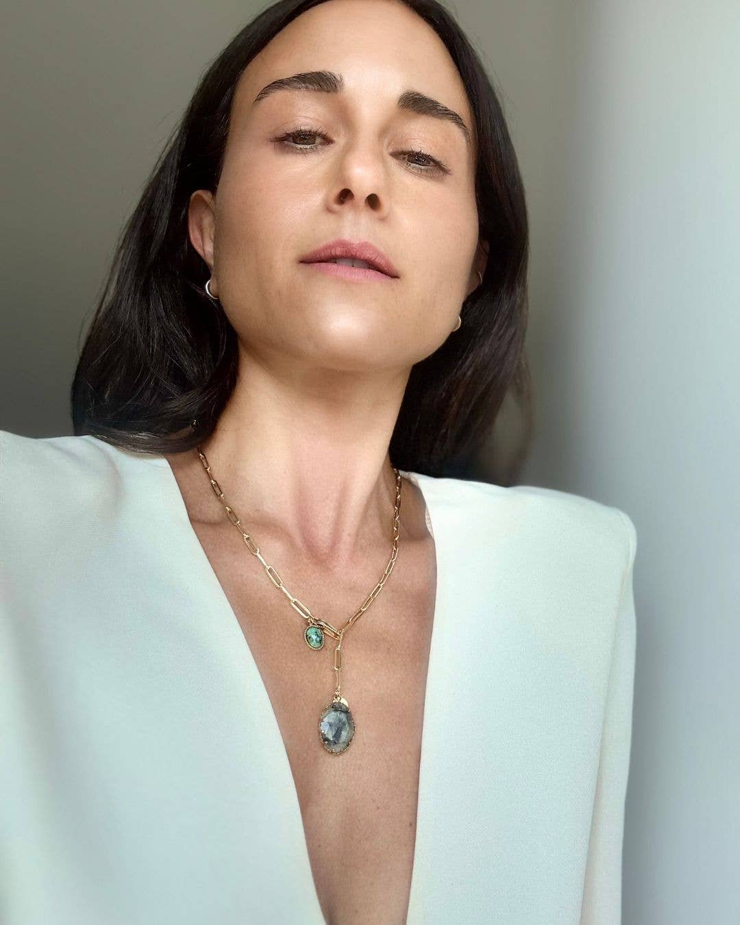 WILYMI Jewelry Co - Wholesale Pendant/Charm Necklace - Labradorite & Ruby Zoisite Necklace | 18k Gold Filled 12