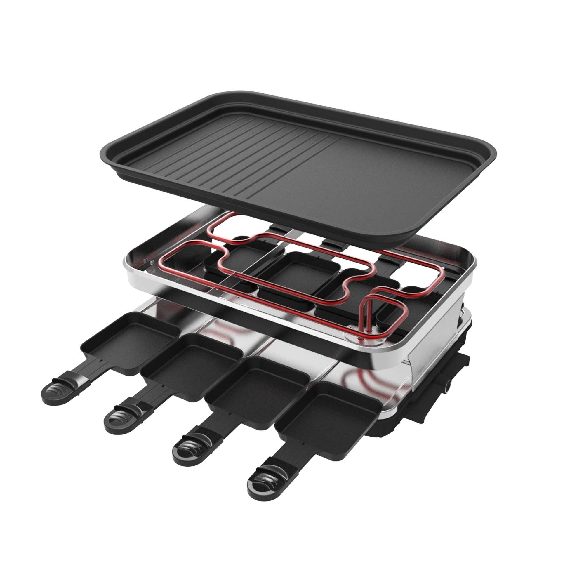 39F Inc. - Wholesale Kitchen Appliance - 1500W Raclette Grill for 8 - Non-Stick with 8 Mini Pans3