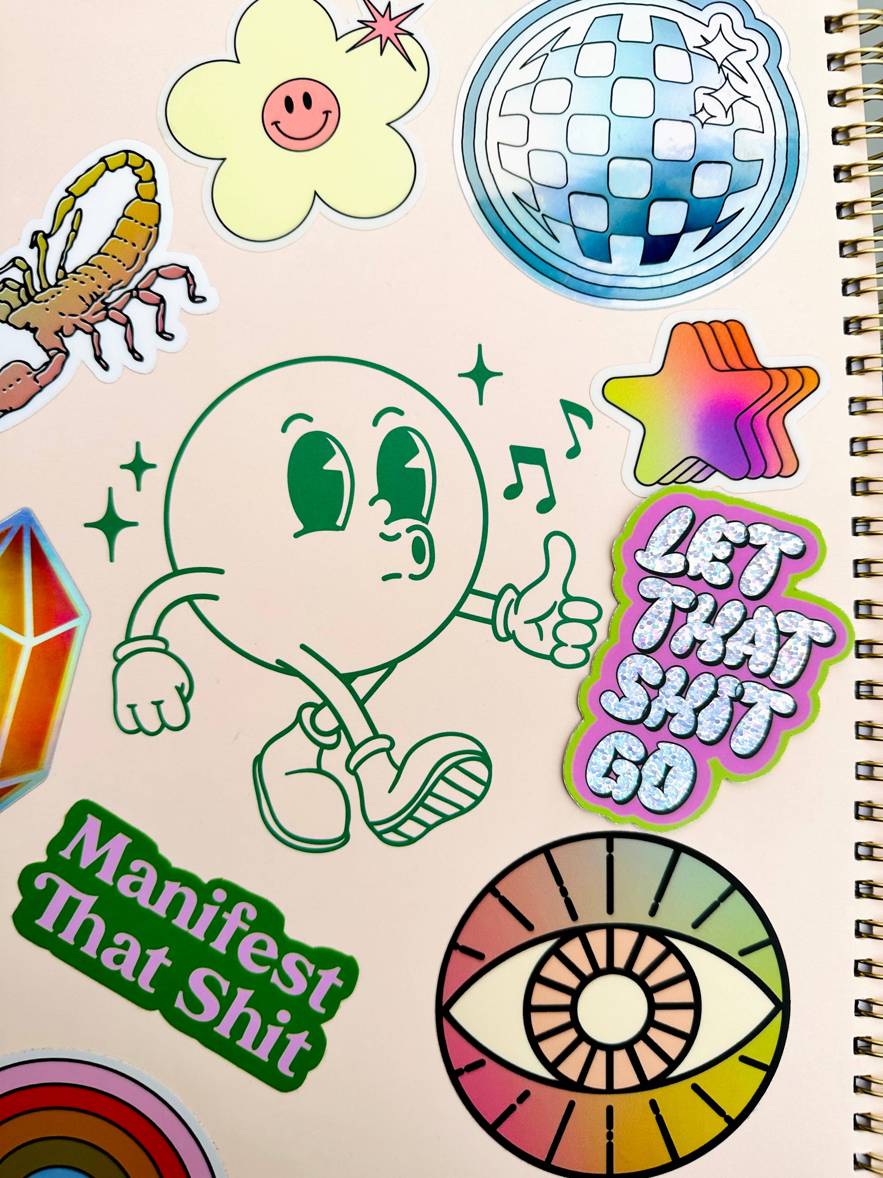 Charley Taylor Art - Wholesale Sticker - Let That Shit Go Y2K glittersticker7