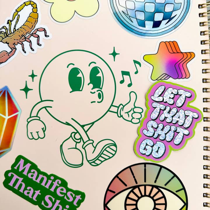 Charley Taylor Art - Wholesale Sticker - Let That Shit Go Y2K glittersticker7