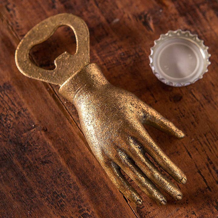Vagabond Vintage - Wholesale Bottle/Wine Opener - IRON HAND BOTTLE OPENER WITH GOLD LEAFING