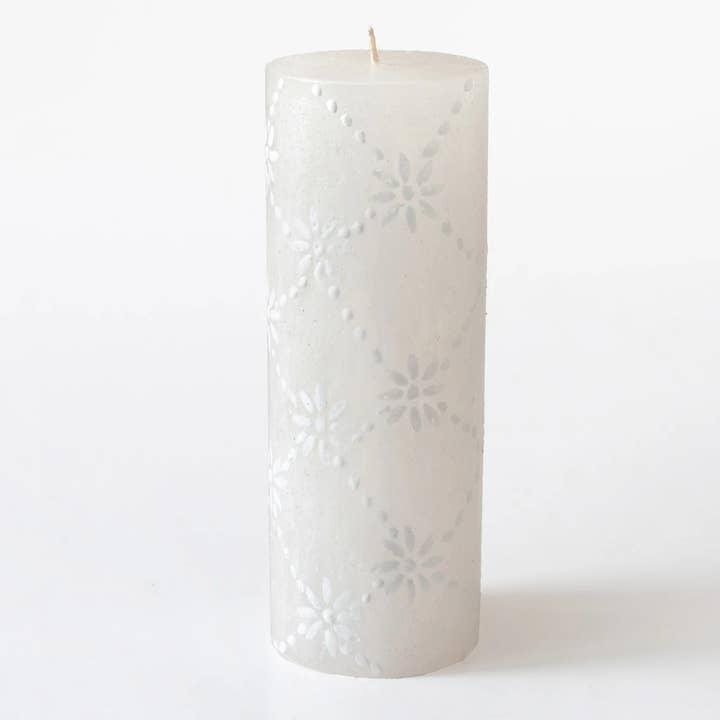 Thumbprint Artifacts - Wholesale Tapered Candle/Candlestick - White on White Candle3