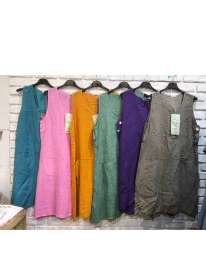 la maison des fibres naturelles – Großhandel Kleid – Damen – Ärmelloses Kleid aus 100 % Leinen, Modell 62551919