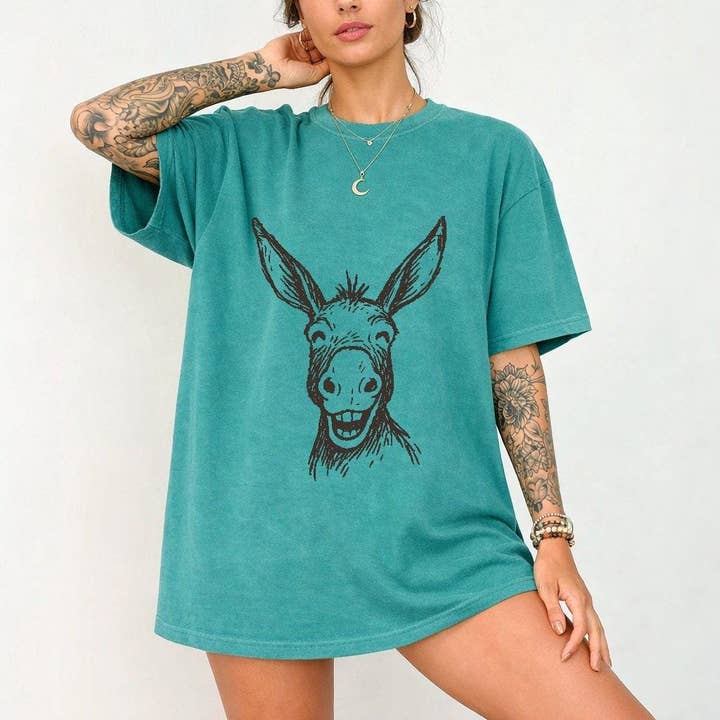 Comfort Colors - T-shirt Cara de Burro, T-shirt Gráfica Engraçada por atacado de Printliss