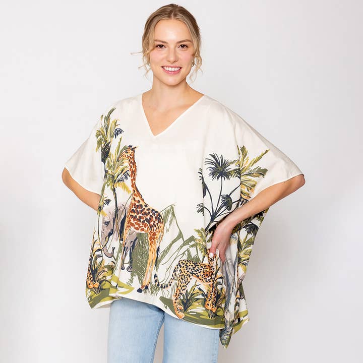 Dierenprint Poncho Omslagdoek voor wholesale door Sensibling Corp.