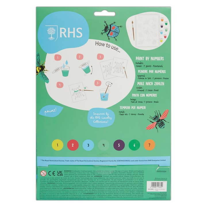West Design Products – wholesale Painting/drawing – RHS Paint By Numbers For Kids, Multicoloured, A4, Bugs