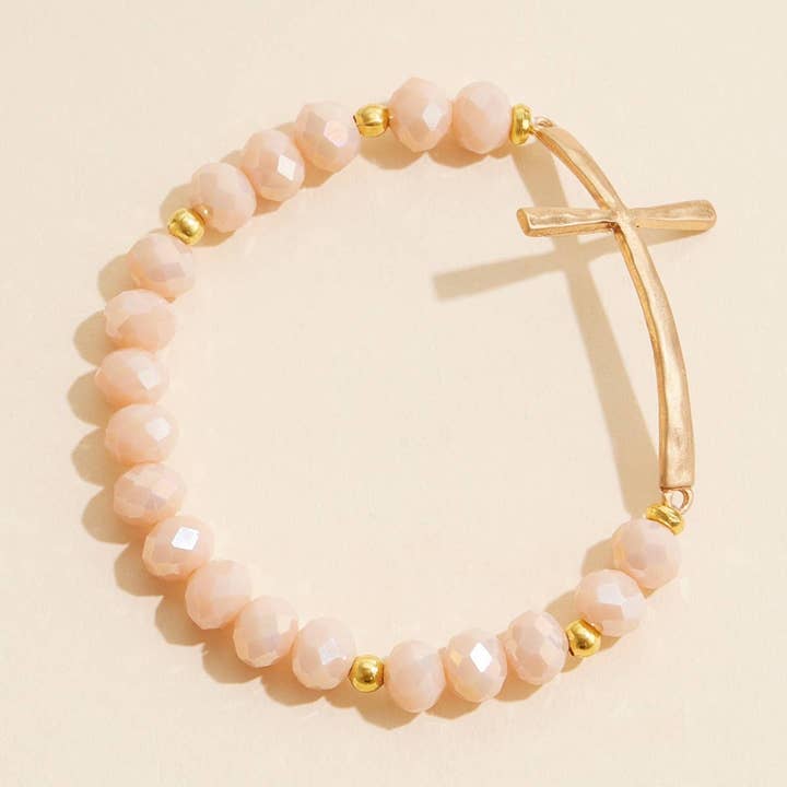Frem - Vente Bracelet de perles - Bracelet en perles de verre à breloques en forme de croix