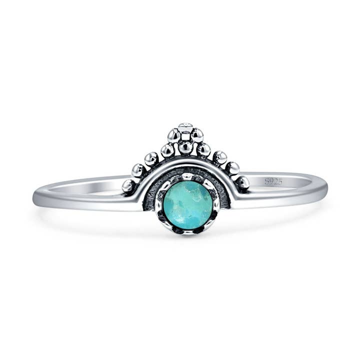 Round Turquoise Bali Ring Oxidized for wholesale by Blue Apple Imports