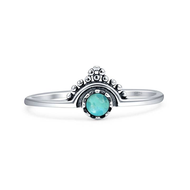 Round Turquoise Bali Ring Oxidized for wholesale by Blue Apple Imports