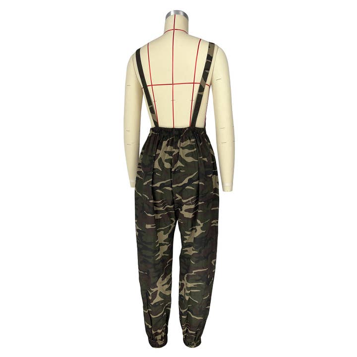 green Streetwear Loose camouflage overalls for wholesale on Faire6