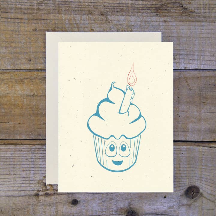 Cartão de cupcake de aniversário por atacado de Troy Cloth & Paper
