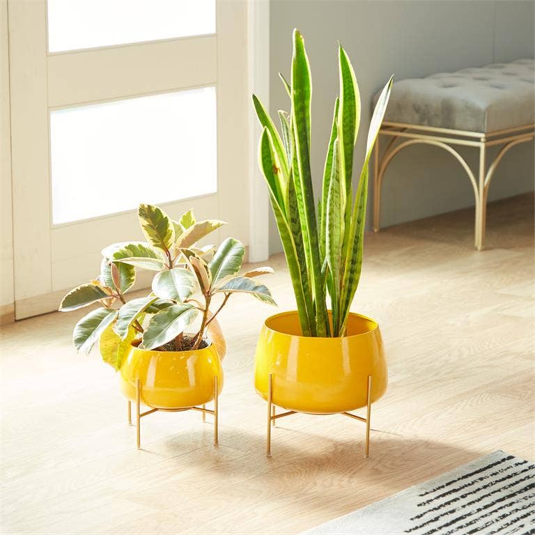Will's Company - Wholesale Plant Pot - Aqua Blue or Yellow Planter with Stand - Set/2 in 2 options6