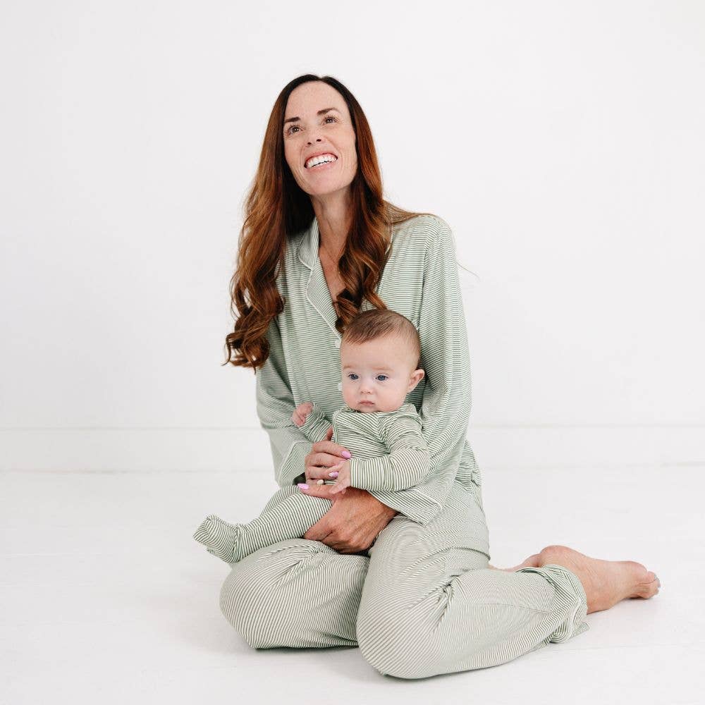 Motette - Wholesale Sleepsuit - Baby - Evergreen Stripe Bamboo Sleeper6