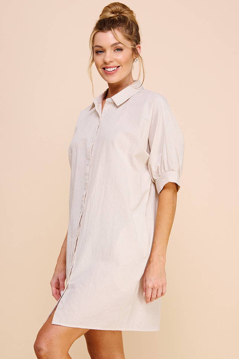 Allie Rose - Wholesale Dress - Women's - Cotton Blend Breezy Shirt Dress1