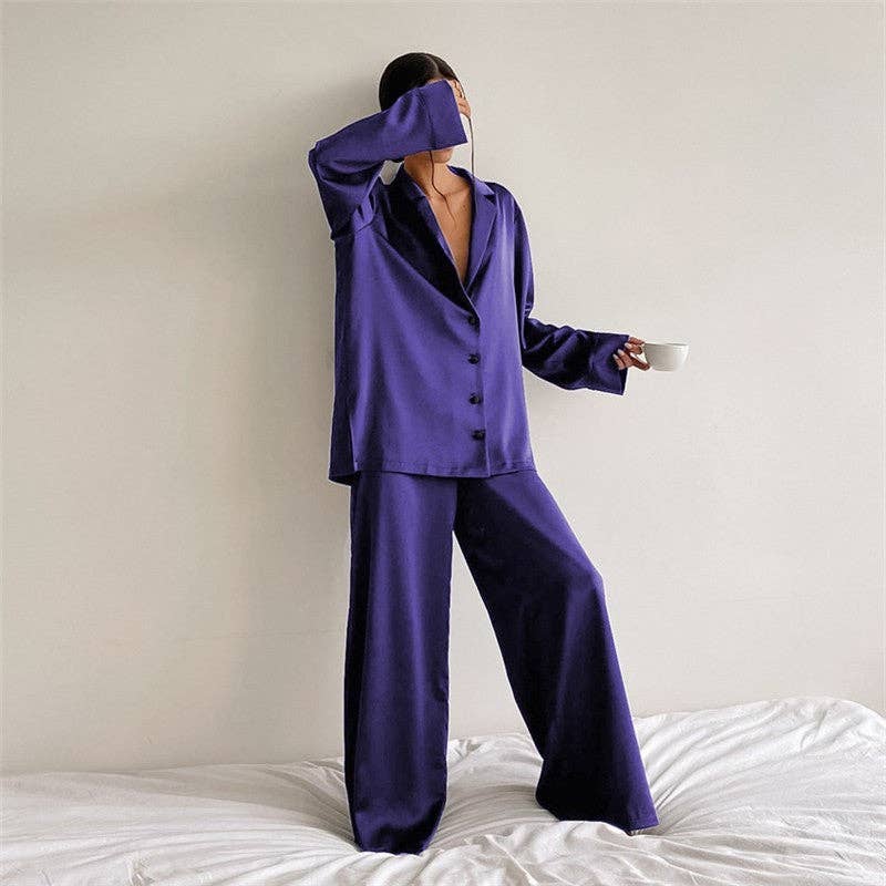 UZ Wholesale Store – wholesale Sleepwear set – Women's – Thin Long Sleeve Cardigan Long Pants Pajama Set8