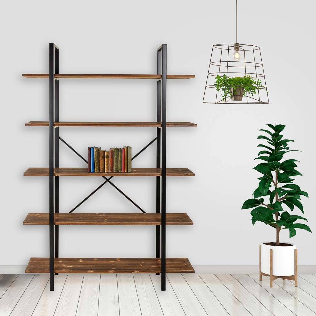 Creaciones Meng - Venta al por mayor Estantería de pie - ESTANTERIA DE MADERA Y METAL 120x32x178h cm3