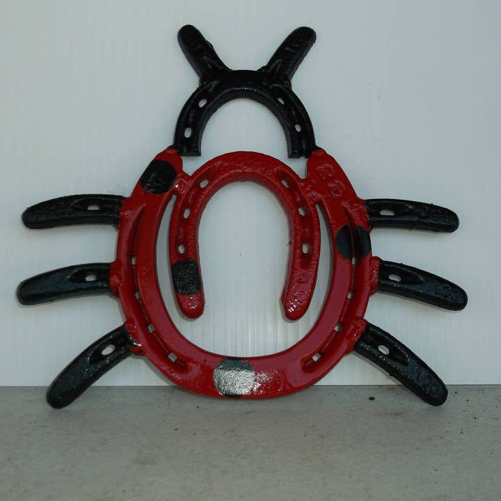 Creations Welded - Wholesale Garden/Lawn Stake - Lady Bug Horseshoe Garden Art, Garden Stake, Metal Yard.1