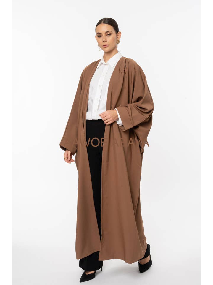 Aawoe Abaya - Wholesale Kaftan - Women's - Open abaya with wide sleeves and adjustable details -2304