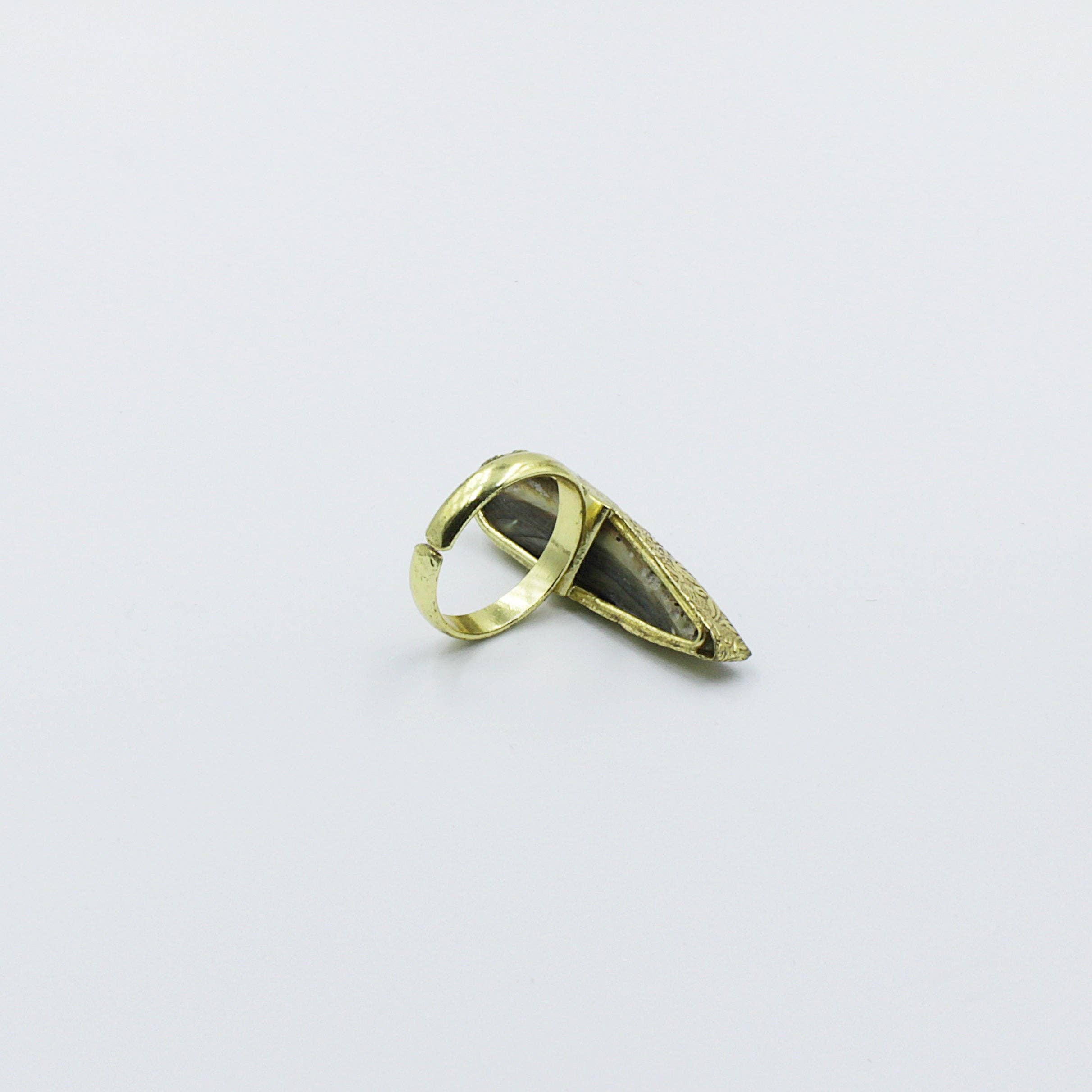 LA MAR - Wholesale Cocktail/Statement Ring - Ring 1 stone - mother-of-pearl cabochon gold-plated3