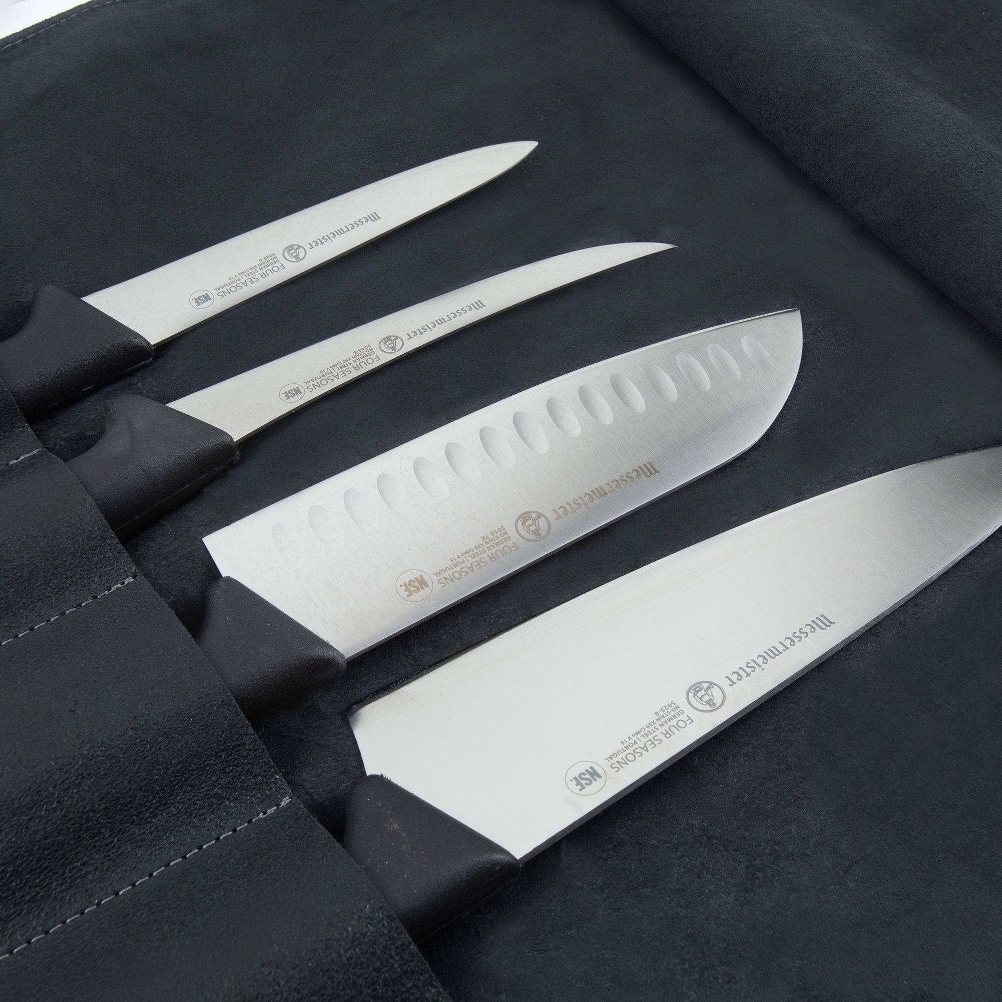 Messermeister - Wholesale Knife Storage - Vintage Leather Black Knife Roll - 7 Pocket3