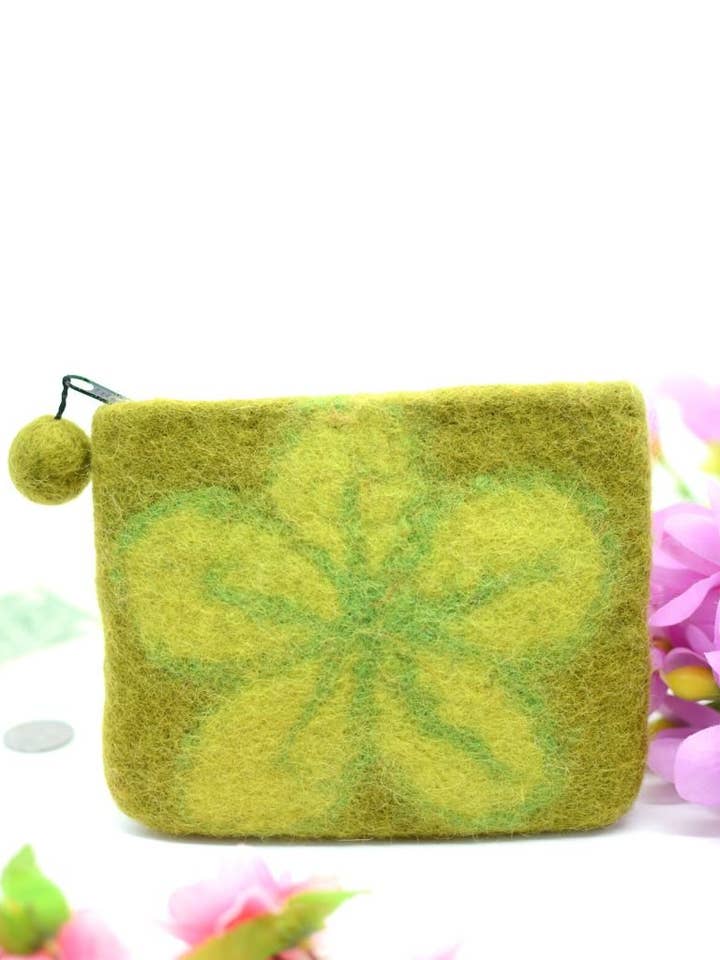 Unique Green Felt Coin Purse for wholesale by Woollyfelt