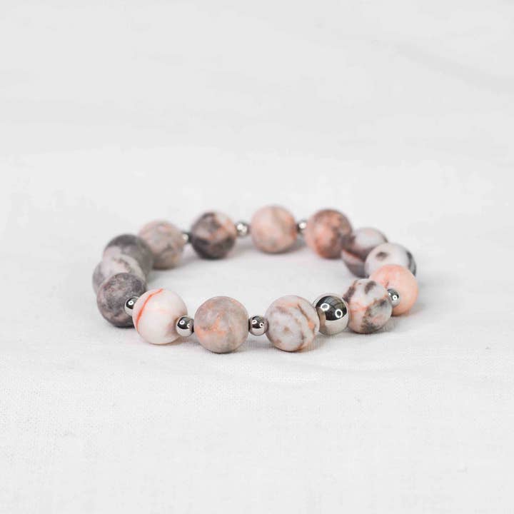 Lori Armband Rosa Matt Zebra Jaspis 10mm för wholesale av BODHI OM ART