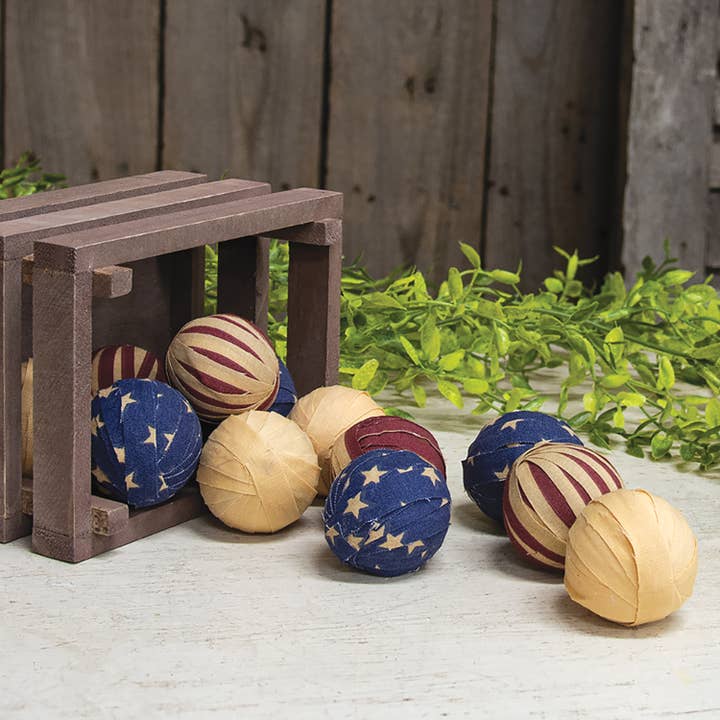 The Hearthside Collection - Wholesale Decorative Tabletop Object - 12/Set, Americana Rag Balls