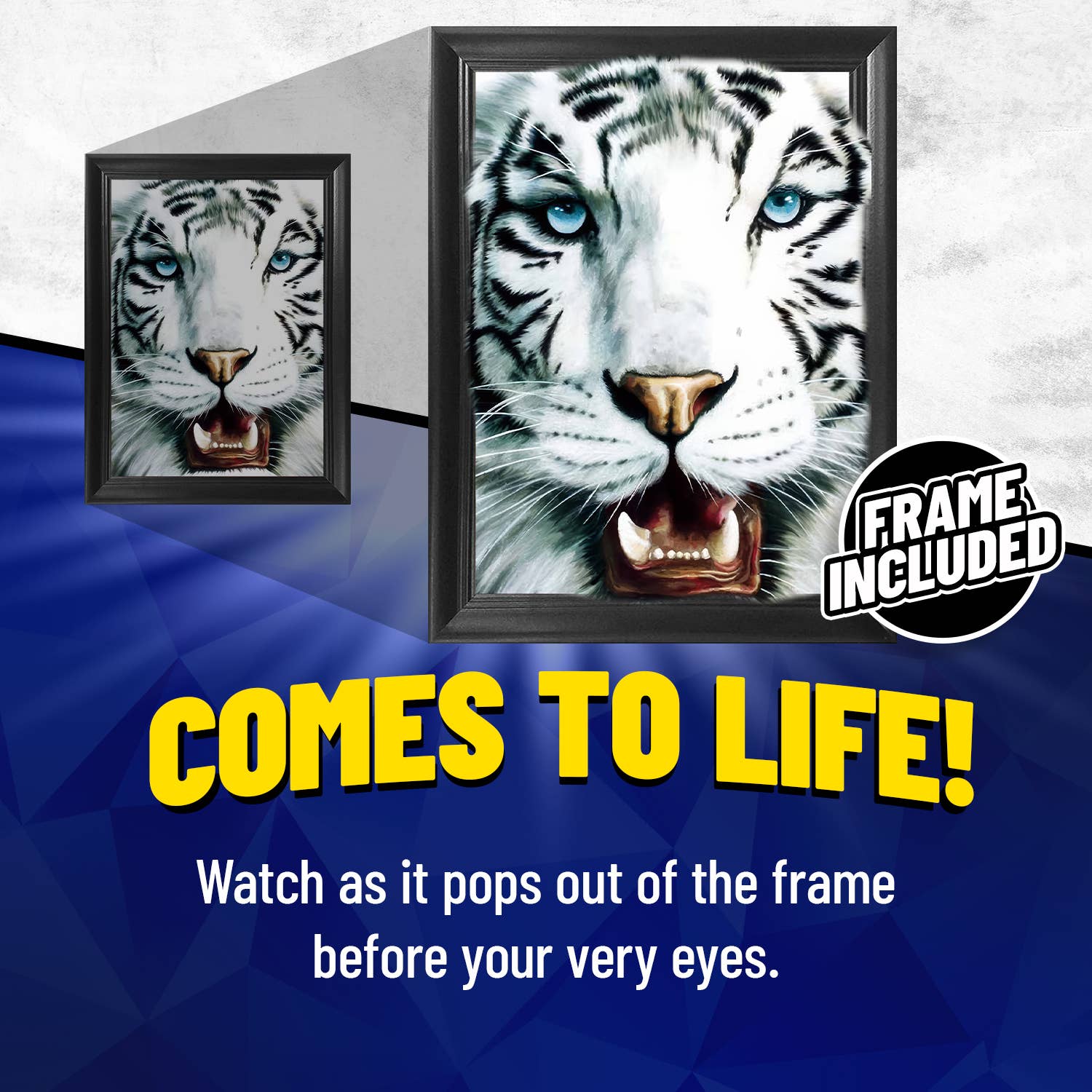 Lentics - Wholesale Art Print - White Tiger Framed Poster Print 3D Lenticular Wall Art Decor1