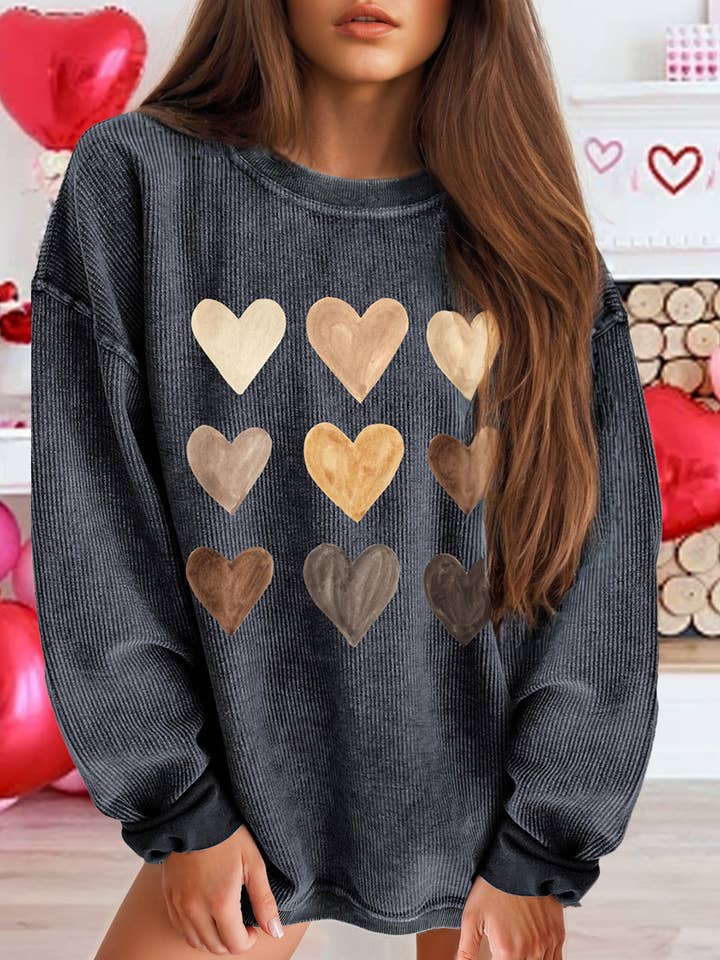 Corded Valentine Heart Shape Graphic Sweatshirt for wholesale by 1 the Woman