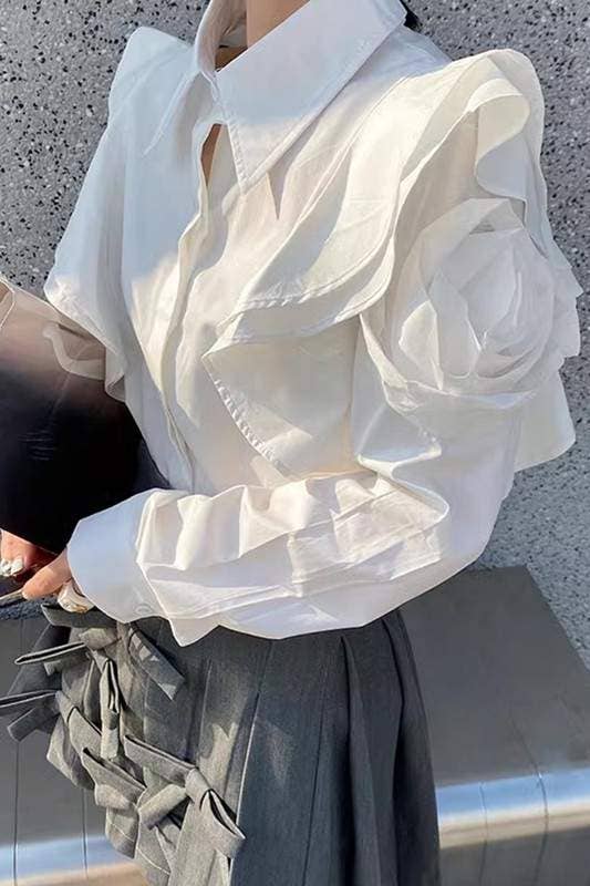 Fashion Combination - Wholesale Button Down Shirt - Women's - ruffles blouse shirt8