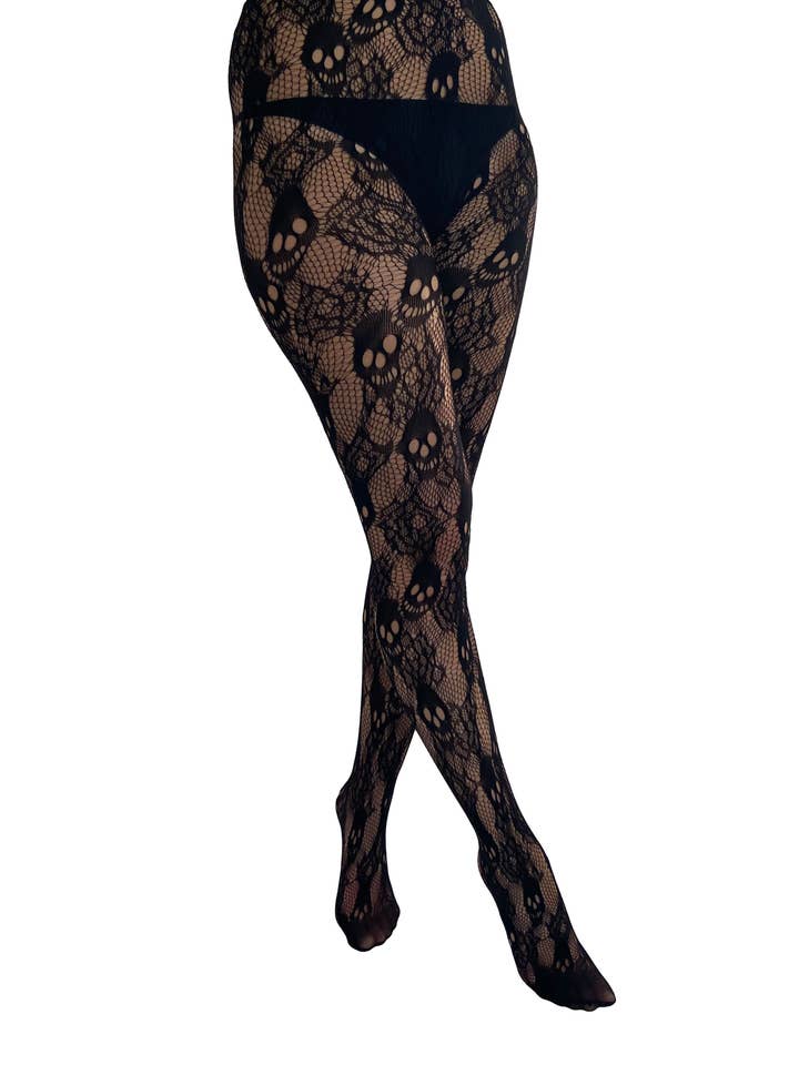 Collant Rose Skull Net per la vendita all'ingrosso da parte di Pamela Mann