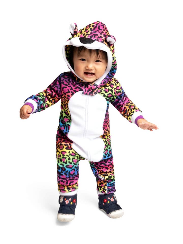 Tipsy Elves - Wholesale Onesie - Kids - 90's Leopard Baby and Toddler Onesie - Rainbow Costume