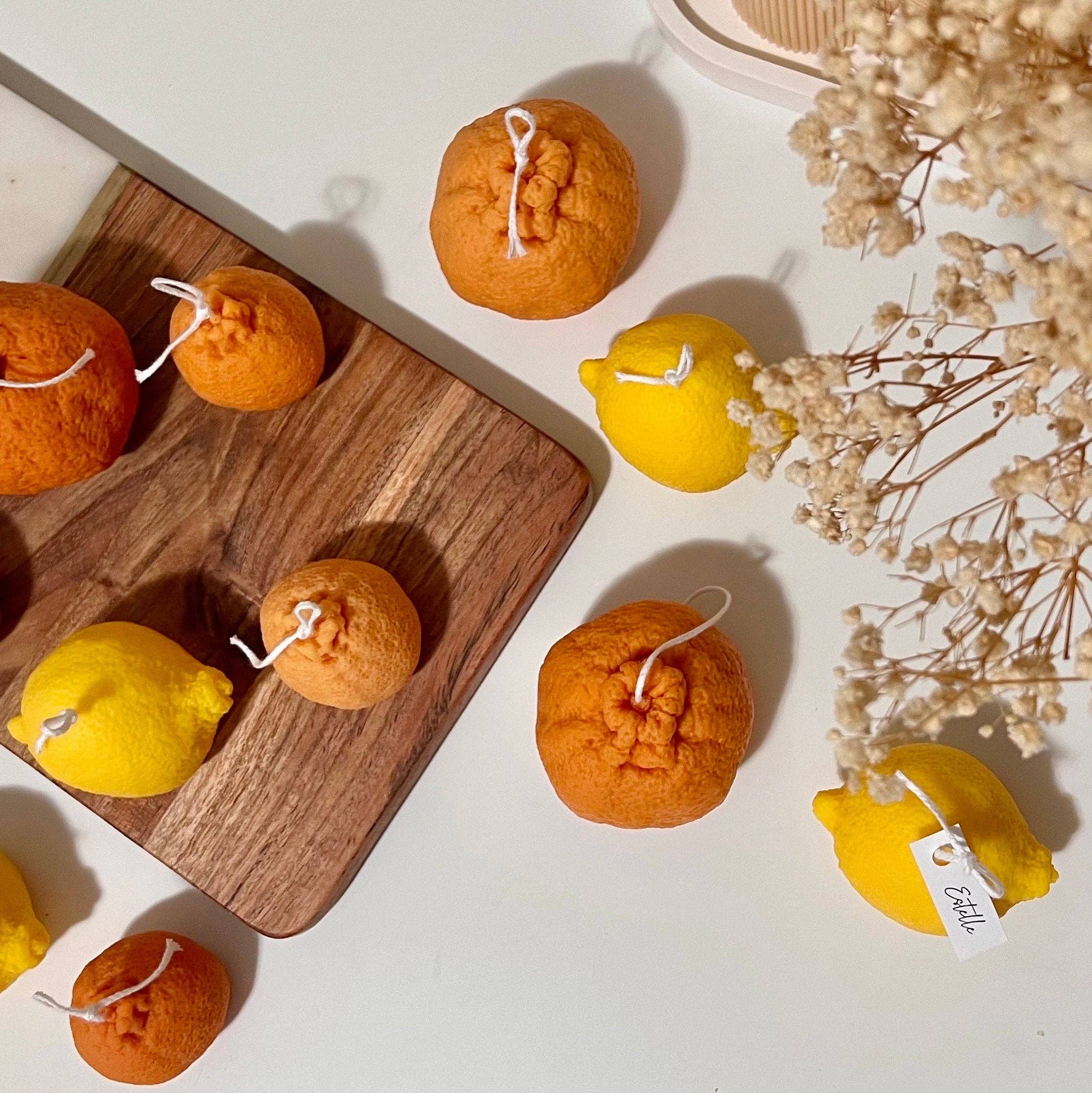 Estelle Studio - Venta al por mayor Velas de diseño llamativo - Vela de cera de soja con forma de limón: Decoración minimalista vegana6