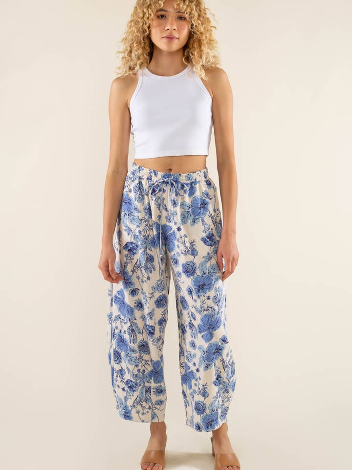 NLT - Wholesale Pants - Women's - Sonoma Floral Lantern Pant w/ Drawstrings