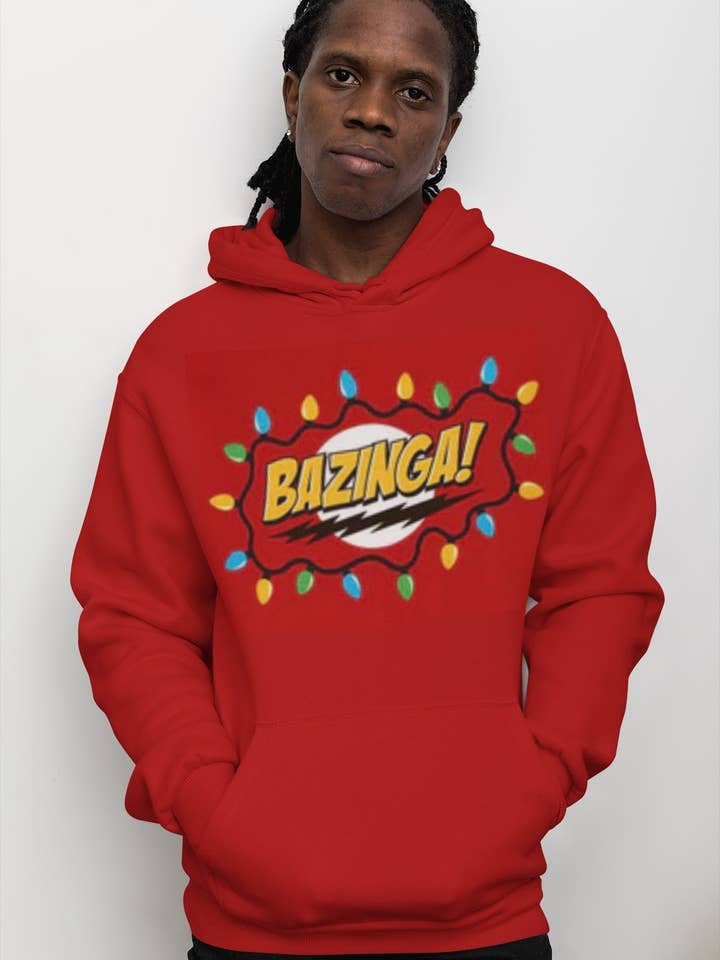 Official Store - Wholesale Hoodie – Men's - Big Bang Theory - Bazinga Red Men's Pullover Hoodie3
