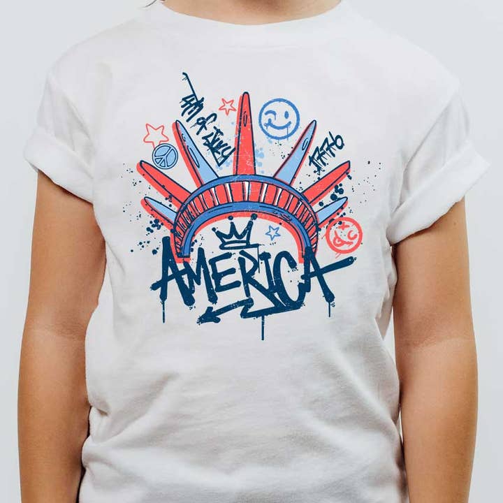 America Graphite Style Kids Graphic Tee for wholesale by Kids By Kissed Apparel